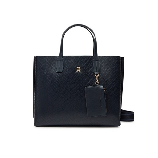Tommy Hilfiger Torebka Th Distinct Satchel Mono AW0AW17174 Granatowy ze sklepu MODIVO w kategorii Torby Shopper bag - zdjęcie 182733275