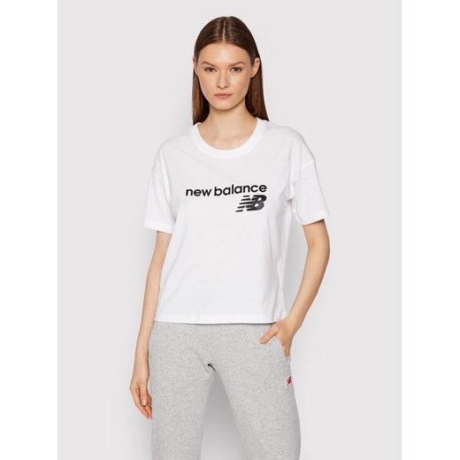 New Balance T-Shirt WT03805 Biały Relaxed Fit ze sklepu MODIVO w kategorii Bluzki damskie - zdjęcie 182733637