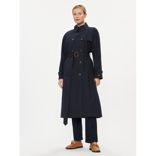 Tommy Hilfiger Trencz WW0WW38947 Granatowy Regular Fit ze sklepu MODIVO w kategorii Płaszcze damskie - zdjęcie 182733748