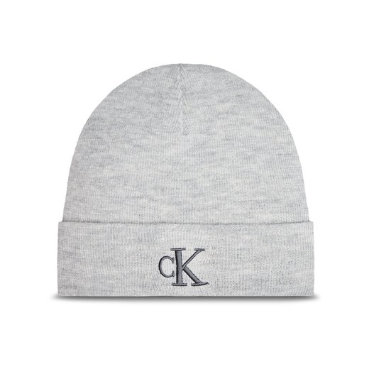 Calvin Klein Jeans Czapka Monogram Embro K60K612319 Szary ze sklepu MODIVO w kategorii Czapki zimowe damskie - zdjęcie 182733866