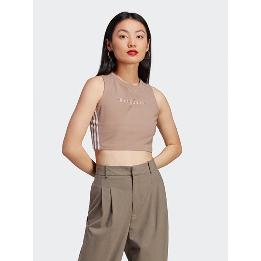adidas Top Tank Top IQ3404 Brązowy ze sklepu MODIVO w kategorii Bluzki damskie - zdjęcie 182733885