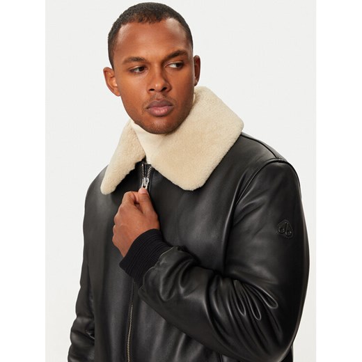 Moose Knuckles Kurtka skórzana Toba M34ML313 Czarny Regular Fit ze sklepu MODIVO w kategorii Kurtki męskie - zdjęcie 182734006