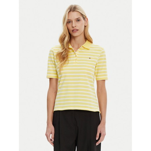 Tommy Hilfiger Polo 1985 WW0WW43224 Żółty Regular Fit ze sklepu MODIVO w kategorii Bluzki damskie - zdjęcie 182734206