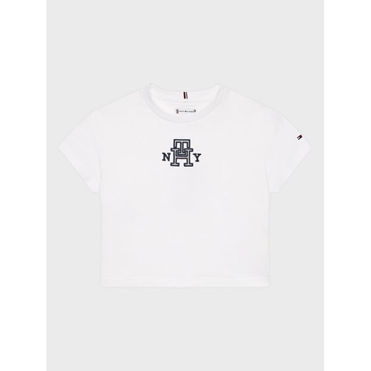 Tommy Hilfiger T-Shirt KG0KG07437 D Biały Regular Fit ze sklepu MODIVO w kategorii Bluzki dziewczęce - zdjęcie 182734248