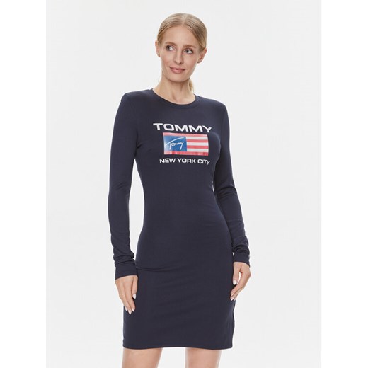 Tommy Jeans Sukienka codzienna DW0DW15889 Granatowy Slim Fit ze sklepu MODIVO w kategorii Sukienki - zdjęcie 182734575
