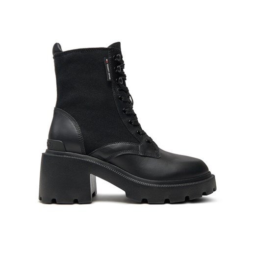 Tommy Jeans Botki Tjw Mid Heel Boot Mix Media EN0EN02556 Czarny ze sklepu MODIVO w kategorii Botki - zdjęcie 182734657