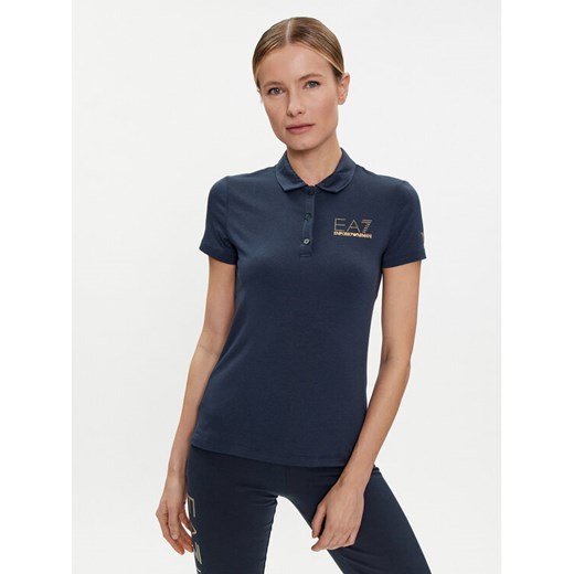 EA7 Emporio Armani Polo 3DTF02 TJDQZ 1555 Granatowy Regular Fit ze sklepu MODIVO w kategorii Bluzki damskie - zdjęcie 182734856