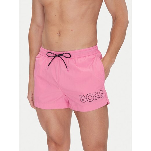 BOSS Szorty kąpielowe Mooneye 50469280 Różowy Regular Fit ze sklepu MODIVO w kategorii Kąpielówki - zdjęcie 182734938