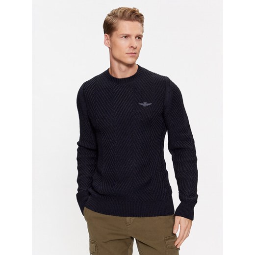 Aeronautica Militare Sweter 232MA1457L509 Granatowy Regular Fit ze sklepu MODIVO w kategorii Swetry męskie - zdjęcie 182734947