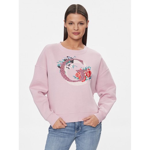 Guess Bluza W4RQ11 K9Z21 Różowy Regular Fit ze sklepu MODIVO w kategorii Bluzy damskie - zdjęcie 182735036
