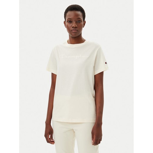 Champion T-Shirt 117650 Écru Slim Fit ze sklepu MODIVO w kategorii Bluzki damskie - zdjęcie 182735227