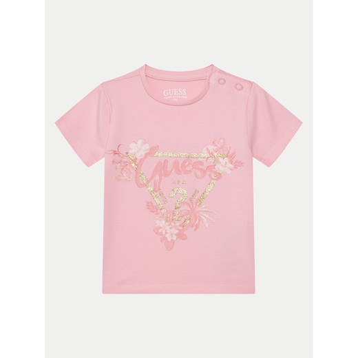 Guess T-Shirt A5GI03K6YW4 Różowy Regular Fit ze sklepu MODIVO w kategorii Kaftaniki i bluzki - zdjęcie 182735529