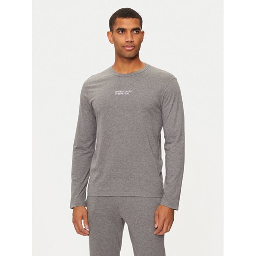 United Colors Of Benetton Longsleeve 30964M017 Szary Slim Fit ze sklepu MODIVO w kategorii T-shirty męskie - zdjęcie 182735605