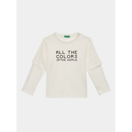 United Colors Of Benetton Bluzka 3VR5C10DH Biały Regular Fit ze sklepu MODIVO w kategorii Bluzki dziewczęce - zdjęcie 182735745