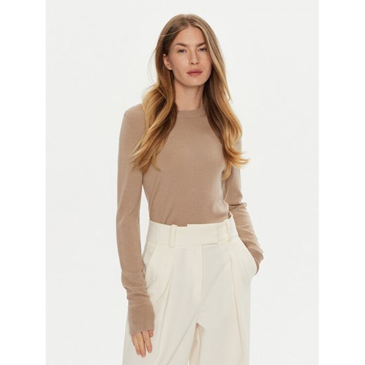 Calvin Klein Sweter K20K207452 Beżowy Regular Fit ze sklepu MODIVO w kategorii Swetry damskie - zdjęcie 182735806