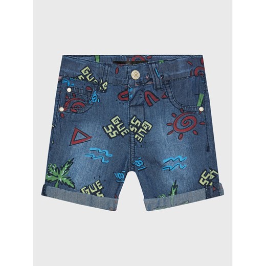 Guess Szorty jeansowe N3GD07 WFGE0 Niebieski Regular Fit ze sklepu MODIVO w kategorii Spodenki dziewczęce - zdjęcie 182735849
