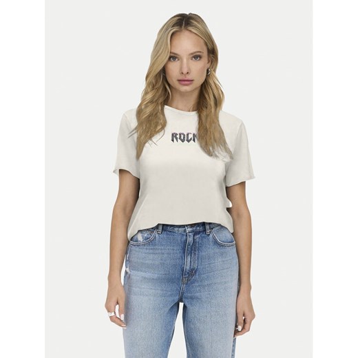 ONLY T-Shirt Lucy 15307412 Écru Regular Fit ze sklepu MODIVO w kategorii Bluzki damskie - zdjęcie 182735897