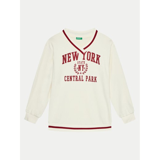 United Colors Of Benetton Bluza 32N4C400A Écru Regular Fit ze sklepu MODIVO w kategorii Bluzy dziewczęce - zdjęcie 182736007