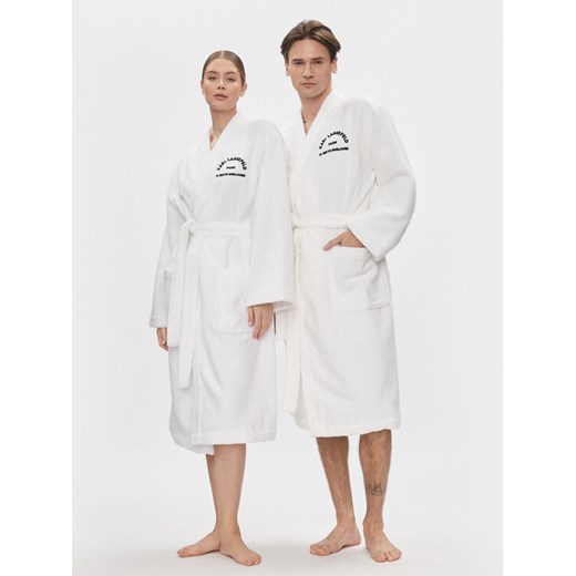 KARL LAGERFELD Szlafrok Unisex 215M2180 Biały Regular Fit ze sklepu MODIVO w kategorii Szlafroki damskie - zdjęcie 182736198