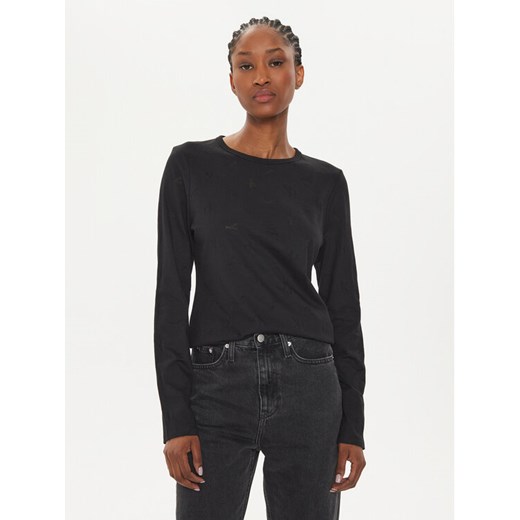 Calvin Klein Jeans Bluzka Burn Out J20J223628 Czarny Regular Fit ze sklepu MODIVO w kategorii Bluzki damskie - zdjęcie 182736327