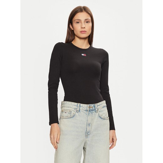 Tommy Jeans Bluzka DW0DW20178 Czarny Slim Fit ze sklepu MODIVO w kategorii Bluzki damskie - zdjęcie 182736466