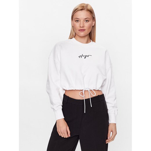 Hugo Bluza Delive 50489094 Biały Regular Fit ze sklepu MODIVO w kategorii Bluzy damskie - zdjęcie 182736936