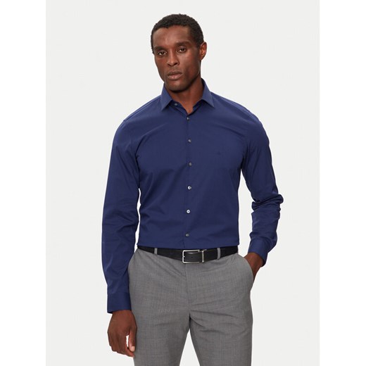Calvin Klein Koszula K10K108229 Granatowy Slim Fit ze sklepu MODIVO w kategorii Koszule męskie - zdjęcie 182737026