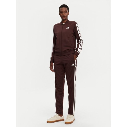 adidas Dres Essentials 3-Stripes JD2683 Brązowy Regular Fit ze sklepu MODIVO w kategorii Dresy damskie - zdjęcie 182737209