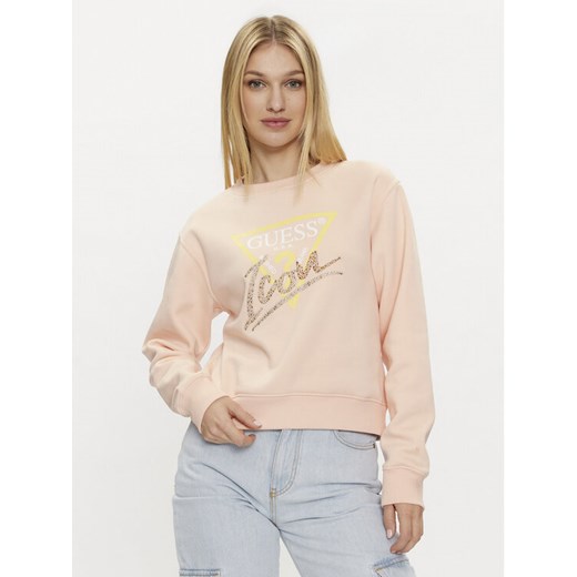 Guess Bluza Icon W4GQ09 KB681 Pomarańczowy Relaxed Fit ze sklepu MODIVO w kategorii Bluzy damskie - zdjęcie 182737249