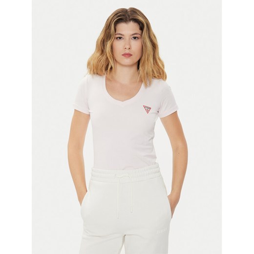 Guess T-Shirt W2YI45 J1314 Różowy Slim Fit ze sklepu MODIVO w kategorii Bluzki damskie - zdjęcie 182737325