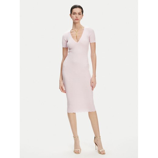Elisabetta Franchi Sukienka dzianinowa AM-53S-51E2 Różowy Slim Fit ze sklepu MODIVO w kategorii Sukienki - zdjęcie 182737597