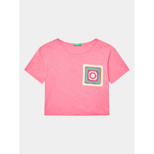 United Colors Of Benetton T-Shirt 3LHAC10BV Różowy Regular Fit ze sklepu MODIVO w kategorii Bluzki dziewczęce - zdjęcie 182737626
