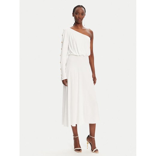 Elisabetta Franchi Sukienka koktajlowa AB80252E2 360 Biały Regular Fit ze sklepu MODIVO w kategorii Sukienki - zdjęcie 182738146