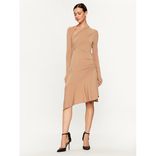 Pinko Sukienka koktajlowa Babar 102488 A1BQ Beżowy Slim Fit ze sklepu MODIVO w kategorii Sukienki - zdjęcie 182738416