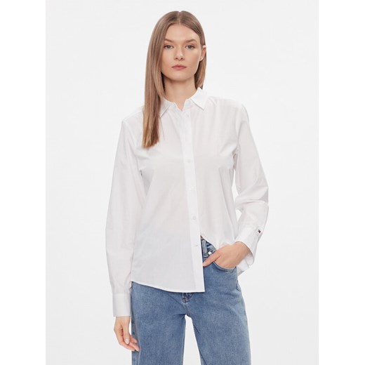 Tommy Hilfiger Koszula Essential WW0WW40543 Biały Regular Fit ze sklepu MODIVO w kategorii Koszule damskie - zdjęcie 182738447