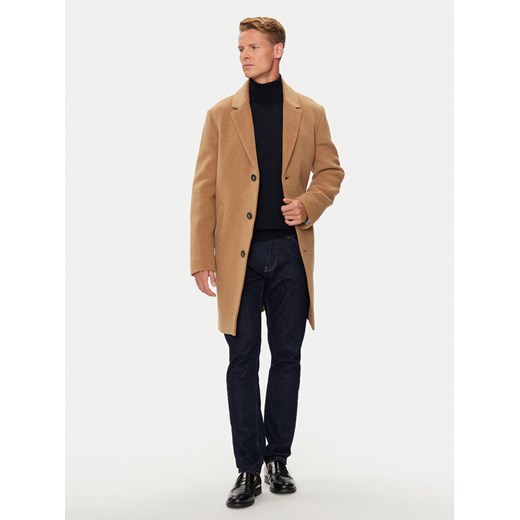 Tommy Hilfiger Płaszcz wełniany MW0MW36611 Beżowy Regular Fit ze sklepu MODIVO w kategorii Płaszcze męskie - zdjęcie 182738616