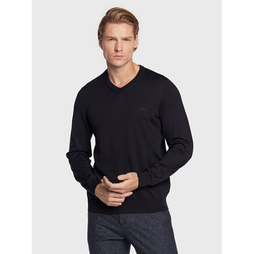 Boss Sweter Baram-L 50476363 Granatowy Slim Fit ze sklepu MODIVO w kategorii Swetry męskie - zdjęcie 182738677
