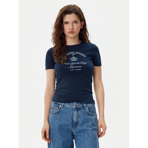 Tommy Jeans T-Shirt Nyc Ringer DW0DW20323 Granatowy Slim Fit ze sklepu MODIVO w kategorii Bluzki damskie - zdjęcie 182738728