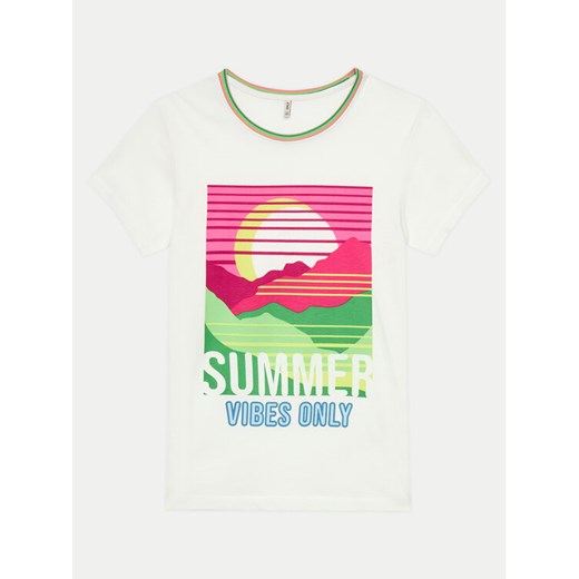 Kids ONLY T-Shirt Julie 15292340 Biały Slim Fit ze sklepu MODIVO w kategorii Bluzki dziewczęce - zdjęcie 182738798