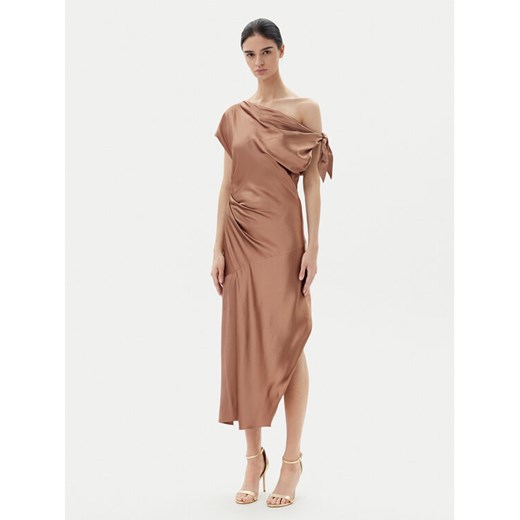 PINKO Sukienka koktajlowa 104986 A2GZ Brązowy Regular Fit ze sklepu MODIVO w kategorii Sukienki - zdjęcie 182738876