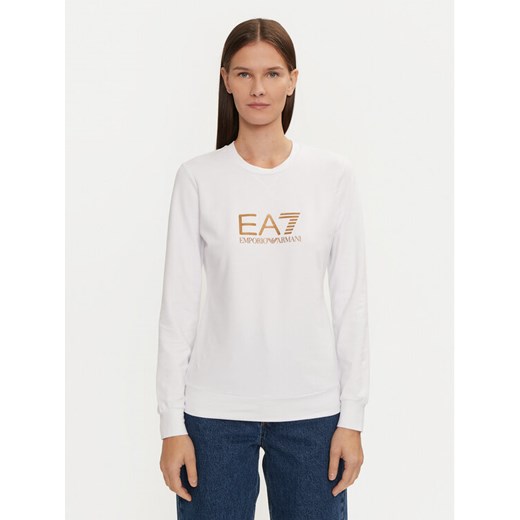 EA7 Emporio Armani Bluza 8NTM35 TJTXZ 0186 Biały Regular Fit ze sklepu MODIVO w kategorii Bluzy damskie - zdjęcie 182739049