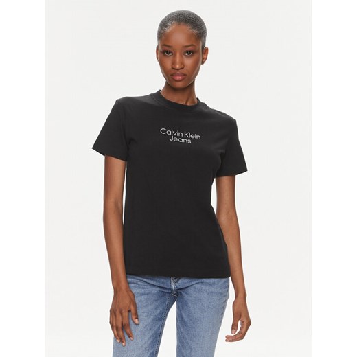 Calvin Klein Jeans T-Shirt Institutional J20J223222 Czarny Regular Fit ze sklepu MODIVO w kategorii Bluzki damskie - zdjęcie 182739099