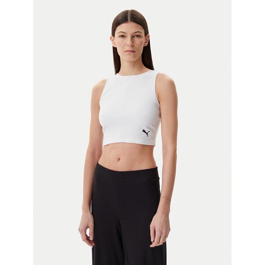 Puma Top Ess 629765 Biały Slim Fit ze sklepu MODIVO w kategorii Bluzki damskie - zdjęcie 182739159