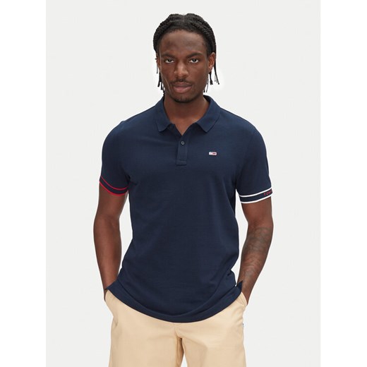 Tommy Jeans Polo Flag Cuff DM0DM21306 Granatowy Slim Fit ze sklepu MODIVO w kategorii T-shirty męskie - zdjęcie 182739208