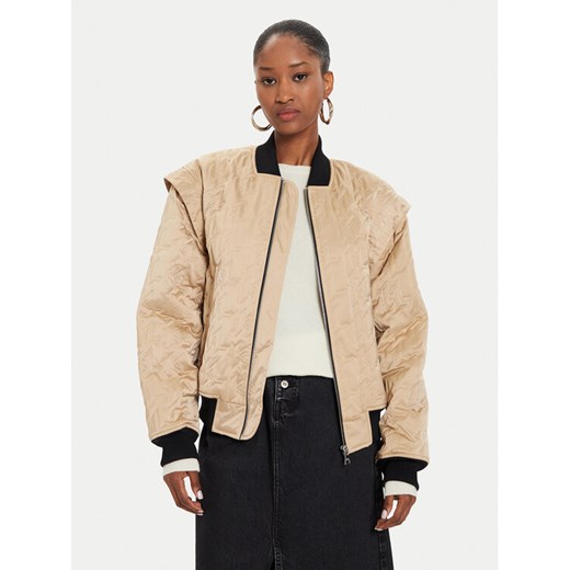 KARL LAGERFELD Kurtka bomber 245W1506 Beżowy Regular Fit ze sklepu MODIVO w kategorii Kurtki damskie - zdjęcie 182739355
