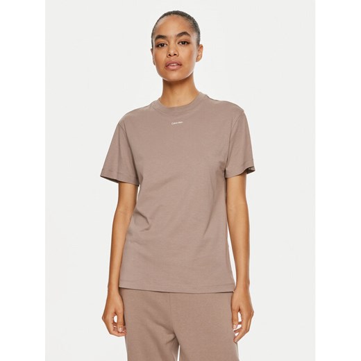 Calvin Klein T-Shirt Nano Logo K20K207519 Beżowy Regular Fit ze sklepu MODIVO w kategorii Bluzki damskie - zdjęcie 182739538