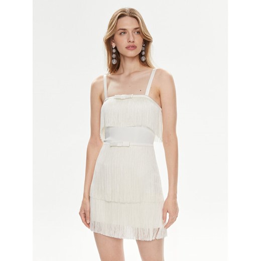 Elisabetta Franchi Sukienka koktajlowa AB-635-42E2 Biały Regular Fit ze sklepu MODIVO w kategorii Sukienki - zdjęcie 182739598