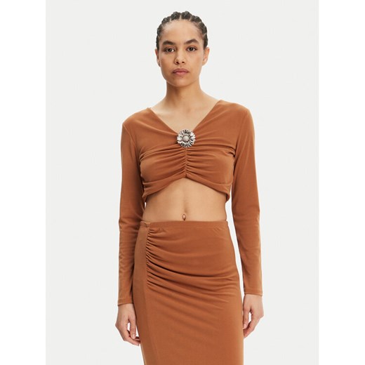 ViCOLO Bluzka UD0026 Brązowy Slim Fit ze sklepu MODIVO w kategorii Bluzki damskie - zdjęcie 182739807