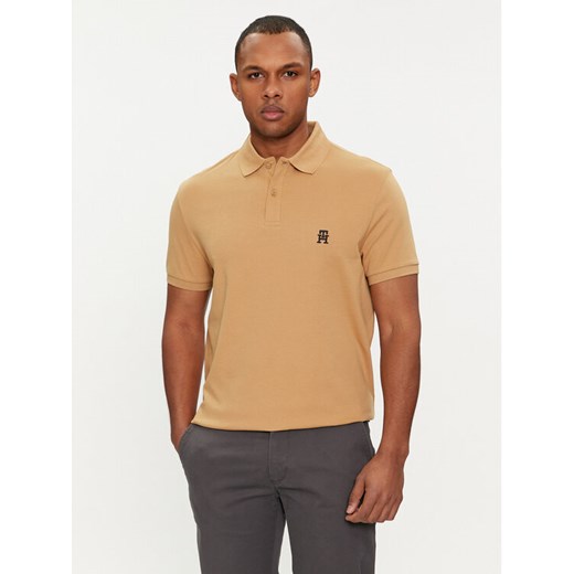 Tommy Hilfiger Polo Interlock MW0MW34783 Beżowy Regular Fit ze sklepu MODIVO w kategorii T-shirty męskie - zdjęcie 182739947
