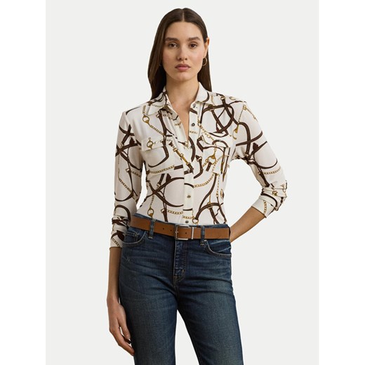 LAUREN RALPH LAUREN Koszula 200963878001 Biały Slim Fit ze sklepu MODIVO w kategorii Koszule damskie - zdjęcie 182739996